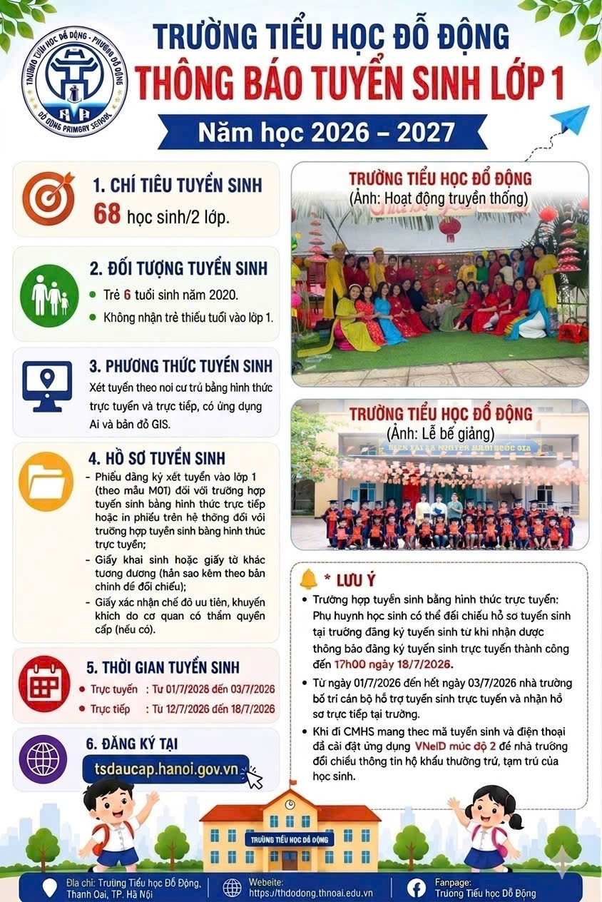 Thông báo tuyển sinh năm học 2026-2027